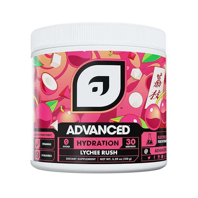 Advanced Hydration High-Performance Electrolyte Drink Mix with B Vitamins for All-Day Hydration - Caffeine Free, Zero Calories, Sugar Free, & Keto Friendly - (30 Servings, Lychee Rush)