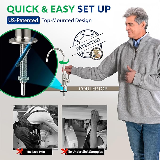 iSpring US31-BV Under Sink 3-Stage Water Filtration System for Drinking, Reduce Bacteria and Viruses, SGS-Tested Water Filter, High Capacity Water Filter System with Faucet