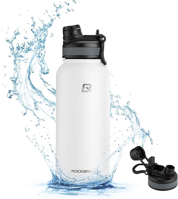 ROCKBROS Insulated Water Bottle with Straw, Stainless Steel Sports Water Cup Flask Leak Proof with Handle Keep Warm and Cold for Hiking, Cycling, Bike Travel, School Sports, Gym