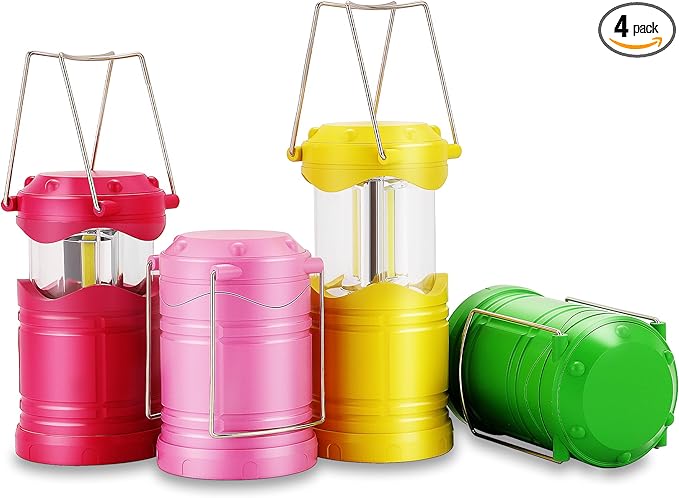 Lichamp LED Camping Lantern, 4 Pack Battery Powered Flashlight for Power Outages, Portable Collapsible Hanging Light Essential for Home, Outdoor, Emergency Lamp Survival Kit Gear for Hurricane, C1