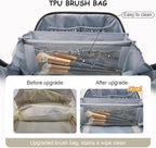 BOYATU Travel Makeup Bag Organizer Cosmetic Bag: 3 Pcs Set Make up Bags for Women with Handle - Waterproof Vegan Leather Toiletry Bags Travel Essentials Pouch with Compartments (C-04-White)