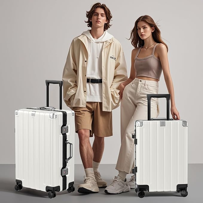 Krute Luggage 28 Inch Aluminum Frame Luggages TSA Lock No Zipper Checked Suitcase with Spinner Wheels Hard Shell Lightweight PC+ABS Large Suit Case