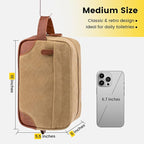 Vorspack Travel Toiletry Bag - Hanging Toiletry Bag for Men Water Resistant Canvas Shaving Bag with Large Capacity for Travel - Brown