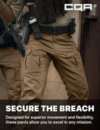 CQR Men's Flex Ripstop Tactical Pants, Water Resistant Stretch Cargo Pants, Lightweight EDC Hiking Work Pants