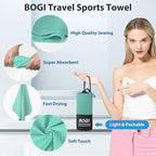 BOGI Microfiber Travel Sports Towel-Quick Dry Travel Towel,Soft Lightweight Absorbent Compact Sports Towel for Camping Gym Beach Bath Yoga Swimming Backpacking (M:40''x20''-Mint)