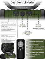 Battery Operated Fan Portable Camping Battery Powered Fan with LED Lantern Light 20000mAh Rechargeable, Oscillating, 360° Rotation Hanging Hook for Tent, Canopy, Beach, Outdoor(Green)