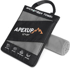 APEXUP Microfiber Travel Towel, Ultra Absorbent Quick Dry Towels, Lightweight Gym Sports Camping Towel for Workout, Yoga, Beach, Shower, Swimming (24"×12", Gray)