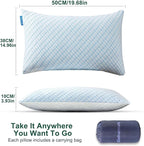 Gehannah Travel Pillow - Large 2 Pack Compressible Camping Pillow for Sleeping - Shredded Memory Foam with 2 Storage Bags - Supportive for Adults, Kids, Outdoor, Backpacking, Hiking Gear