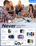 Portable Charger,42800mAh Power Bank Built-in Cable,22.5W PD USB C in & Out Fast Charging, External Battery Pack 6 Output & 2 Input, Travel Phone Charger for iPhone 17/16/15/14/13/12, Android (Black)