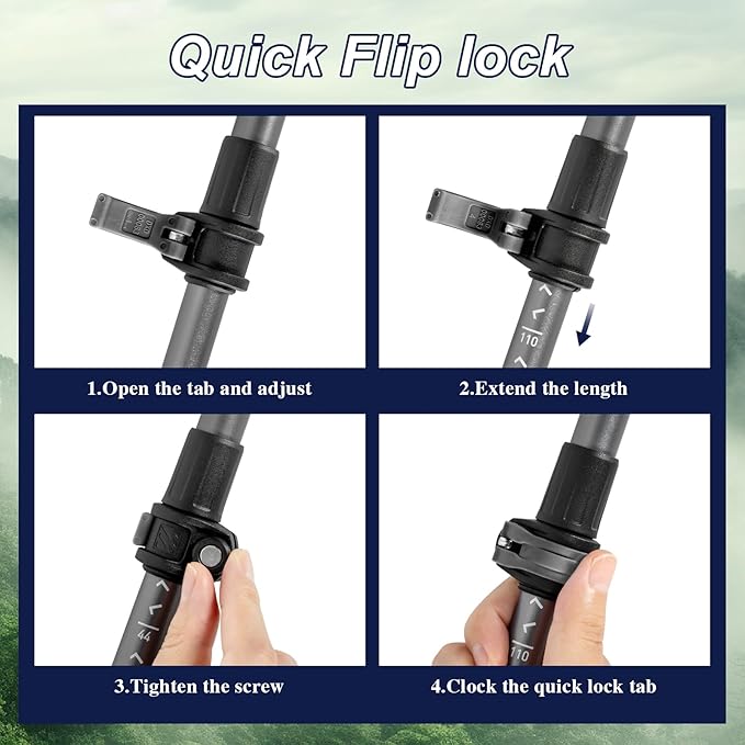 Hiking Poles, Ultra-Light Telescopic Trekking Poles,Portable Walking Sticks with Adjustable Height for Men and Women