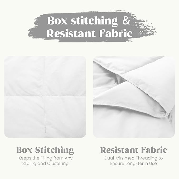 puredown® Queen Size Blanket for Bed, Ultra Soft Lightweight Down & Feather Fill, All Season Blanket, Machine Washable, 88"X90", Pure White