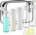 Cosywell Travel Bottles for Toiletries 5 Pack 3.4oz Shampoo Bottles TSA Approved Travel Size Containers Toiletry Bottles Wide Mouth Leak Proof Squeeze Bottle for Lotion Toothpaste(Clear)