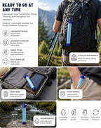 Water Filter, Portable Water Filter Straw, Emergency Survival Filtration System, Lightweight Personal Water Purifier, Includes 480ml Reservoir & Tube, for Hiking, Camping, Travel (3)