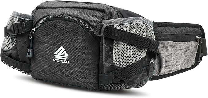 Fanny Pack Waist Bag with Water Bottle Holder for Men Women Running Hiking Travel Dog Walking Workout Cycling Outdoor (Black)