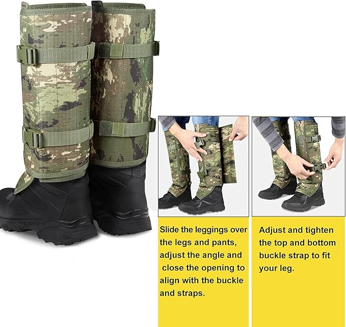 Leg Gaiters Hunting Gaiters, Adjustable Snow Boot Gaiters, Waterproof Snake Gaiters for Hiking Walking Skiing