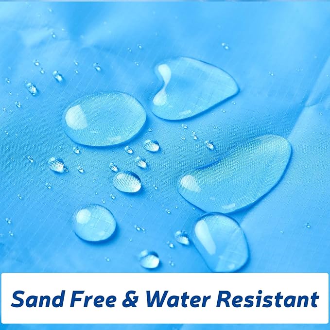 Large Beach Blanket Oversized Beach Mat Intimate Choice of Beach Accessories for Outdoor Travel Camping Hiking Good Gift (L-BlueWhiteOrange)