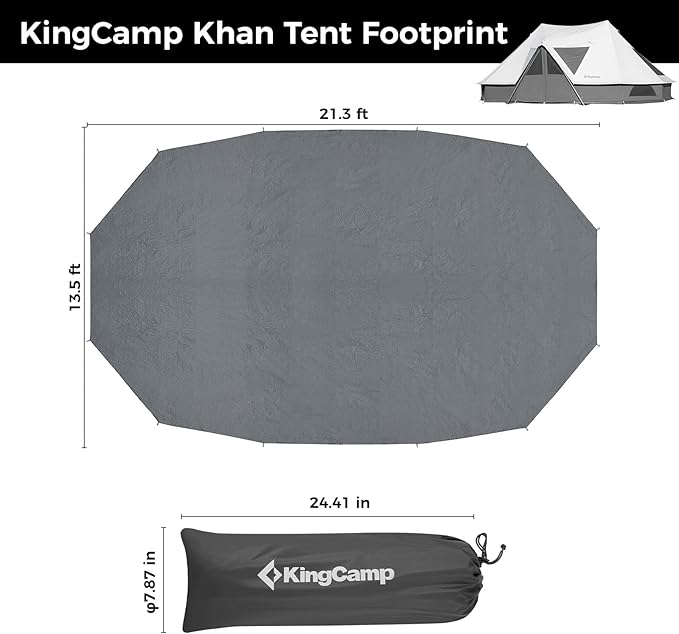 KingCamp Tent Footprint Waterproof Camping Tarp, Ultralight Lightweight Durable Groundsheet for Camping Hiking Backpacking - Fits for KingCamp Khan Palace Tent