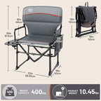 TIMBER RIDGE Heavy Duty Aluminium Heated Camping Chair with Compact Size, Portable Directors Chair Supports 400lbs with Side Table and Pocket for Camping, Lawn, Sports 2 Set(Power Bank not Included)