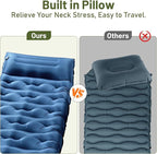 KASBAH Camping Sleeping Pad,6 inch Thick Inflatable Camping Mattress with Built-in Foot Pump and Pillow,Ultralight Sleeping Mat Backpacking Gear for Outdoor Hiking,Camping, Traveling and Tent