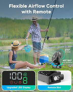 Camping Fan with Light, 20000mAh Rechargeable Battery Operated Fan, 112H Max Cooling Time, 8 Speeds, Digital Display, Remote Control, 270°Pivot with Hook for Tent Car RV Power Outage Hurricane