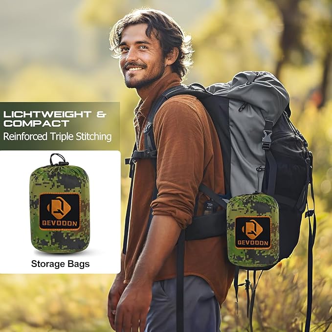 Camping Hammock, Portable Hammocks with Mosquito Net,Lightweight Nylon Parachute Hammock with 10ft Tree Straps,Camping Gear Must Haves for Travel,Hiking,Backpacking,Beach,Patio-Plaid Camouflage