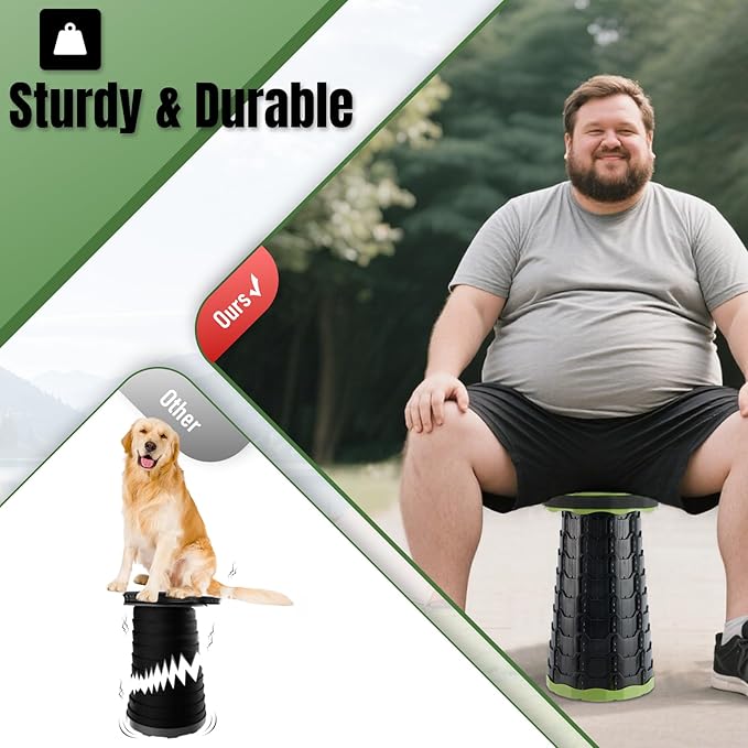 Upgraded Foldable Stool Thickened, Portable Collapsible Stool Retractable Stool for Fishing, Hiking Tours, BBQ, Parties, Outdoor Activities (Olive Green)