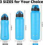 OLDLEY Insulated Water Bottle 32oz Water Bottles with Straw, Stainless Steel Water Bottle with 3 Lids, Double Wall Vacuum Bottles for Adult Kids, Sports Bottles for School Travel,Blue