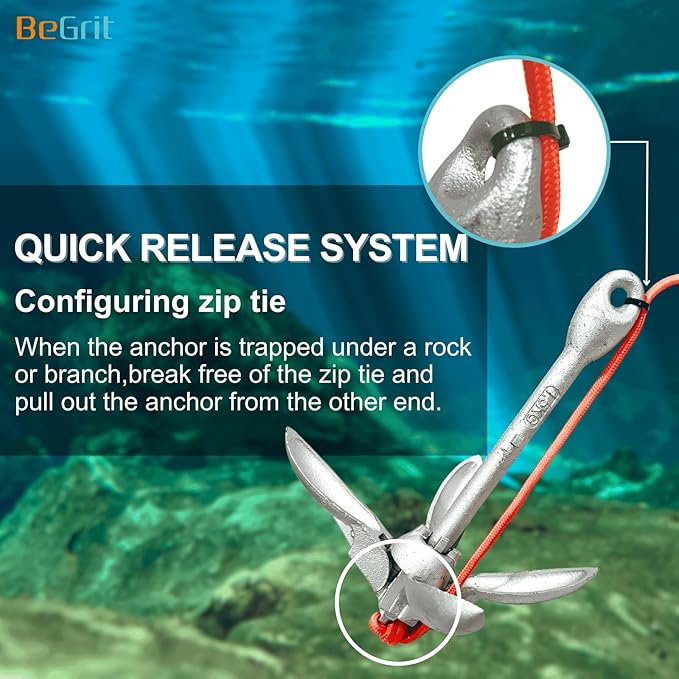 BeGrit Kayak Anchor Small Boat Anchor Folding Marine Anchor for Fishing,Kayak,Paddle Board,Canoe,Jet Ski, with 32.8 ft Anchor Tow Rope Carrying Bag
