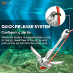 BeGrit Kayak Anchor Small Boat Anchor Folding Marine Anchor for Fishing,Kayak,Paddle Board,Canoe,Jet Ski, with 32.8 ft Anchor Tow Rope Carrying Bag