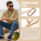 Camping Stool, Portable Folding Stool with Carry Bag, 12in Portable Folding Chair Collapsible Camp Stool Outdoor Footstool for Travel Walking Hiking Fishing Picnic Barbecue (Khaki)