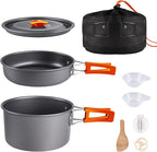 aiGear Camping Cooking Set Cookware Mess Kit with Storage Bag Pot Pan Set Camping Accessories for Outdoor Camping Hiking Picnic Portable and Lightweight Aluminum Color Orange
