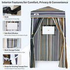 EAGLE PEAK Flex Ultra Compact 4x4 Pop-up Canopy, Sun Shelter, Changing Room, Portable Privacy Canopy Cabana for Pool, Fashion Photoshoots, or Camping, Brown Stripe