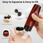 9 PCS 3.4oz Travel Bottles for Toiletries TSA Approved Travel Size Containers Leak Proof Plastic Squeeze Bottle Small Cream Jars & Refillable Spray Bottle for Shampoo Conditioner Toner(Brown)