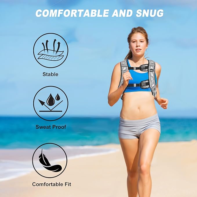 Weighted Vest, 6lb/8lb/12lb/16lb/20lb/25lb/30lb Weight Vest with Reflective Stripe, Weighted Vest for Men Women Workout Equipment for Strength Training, Running, Jogging, Fitness, Weight Loss