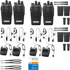 eSynic 4 Pack Professional Walkie Talkies VOX Walky Talky 5KM Long Range 2 Way Radio Rechargeable 16CH Handheld Radio with 4 Headsets for Camping/Hiking/Family/Job Site As Gifts for Kids& Adults