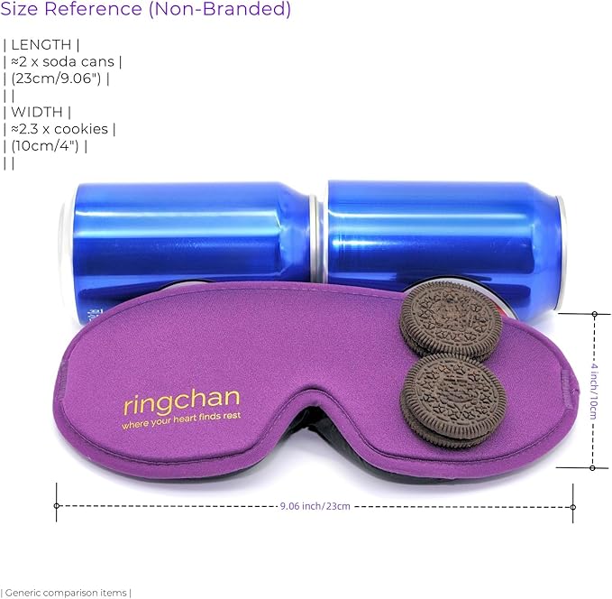 ringchan Full Blackout Sleep Mask for Meditation & Yoga – Soft, Skin-Friendly & Zero-Pressure on Eyelids – Ideal for Sleep, Travel & Relaxation – Deep Lavender Purple
