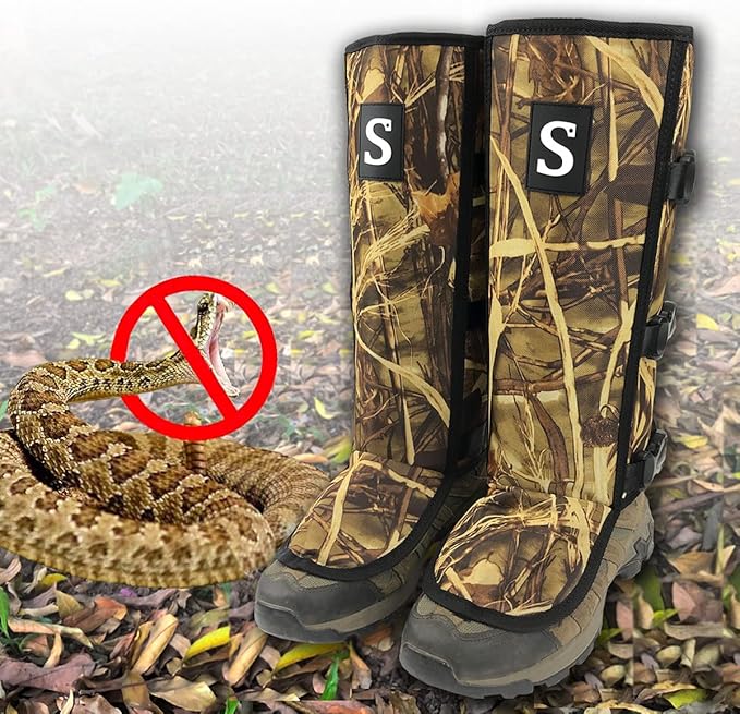Snake Gaiters for Men & Women,Sturdy Snake Bite Proof Boots,Adjustable Snake Guards,Hiking Gaiters with Storage Pouch.
