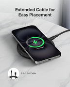 Belkin Wireless Charging Pad 15W - Qi Charger, Charging Station for Apple iPhone 17, iPhone 16/15/14 Series, AirPods, Samsung Galaxy S25, Galaxy S24, Pixel - 5ft Cable Included - Black