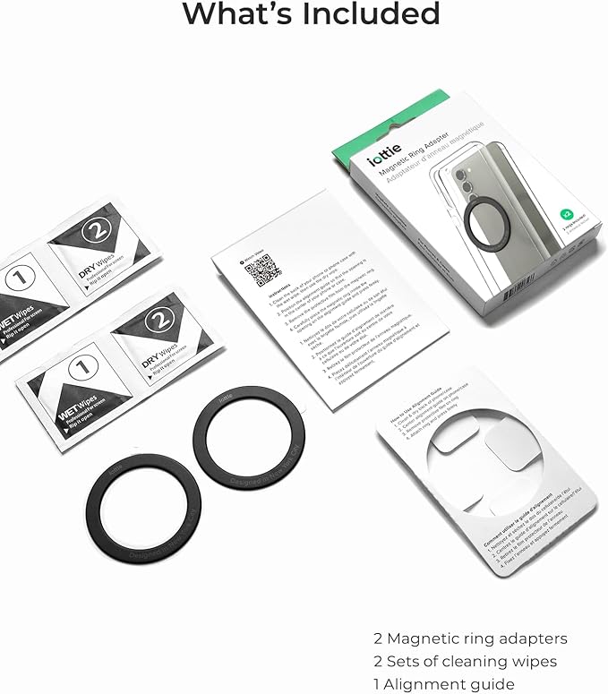 iOttie Universal MagSafe Ring Adapter for Android (2 Pack). Magnetic Adapter Ring Compatible with MagSafe Accessories & Wireless Chargers, Adhesive Magnetic Conversion Kit for Apple iOS & Android