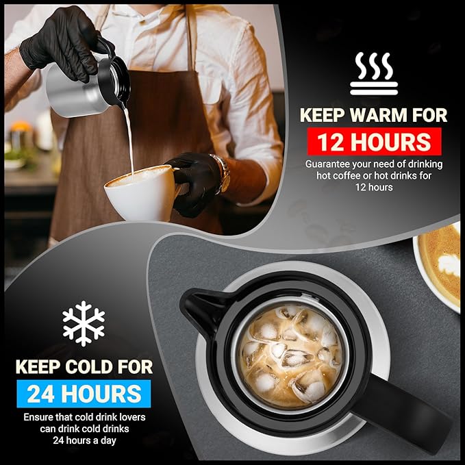 27Oz Thermal Coffee Carafes For Keeping Hot/Cold, Stainless Steel Coffee Carafe, Dustproof Insulated Water Carafe for Party/Home,Silver