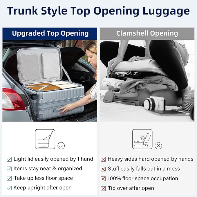 Hard Shell Suitcases 24 Inch Check in Luggage with Spinner Wheels Cup Holder, Lightweight Top Opening Expandable Luggage Hard Case Rolling Medium Checked Suitcase with Lock, Silver