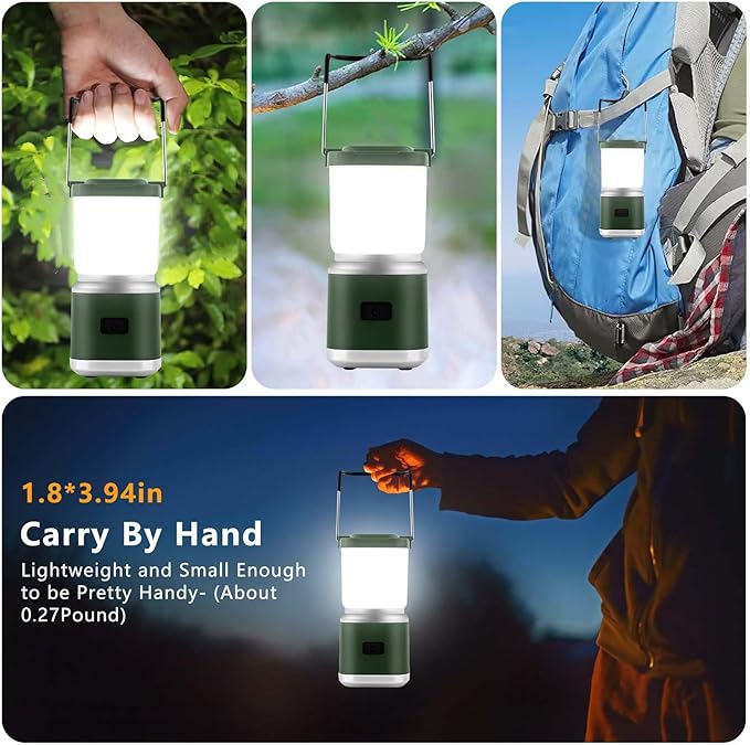 Small Camping Lantern 2000LM, Portable Rechargeable Camping Lights for Kids Adult Camping up to 20Hours, Emergency Lights for Power Outages, Dimmable, Waterproof, Camping or Hurricane Essentials