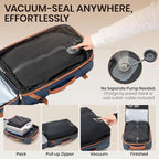 Fanwoli Rolling Vacuum Backpack Travel with One-Button Compression, Expandable Carry-On Suitcase Luggage, Approved TSA Lock & Water-Proof Laptop Compartment for Outdoor/Family/Business Trips