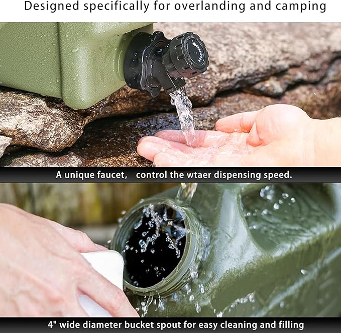 5 Gallon Water Jug with Spigot, BPA Free Leak-Proof Camping Water Container, Portable Emergency Water Storage for Outdoor Hiking, Camping, Home Use, Camping Essentials
