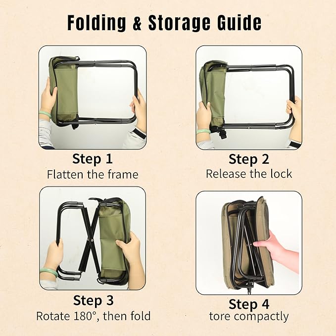 Folding Camp Stool, Lightweight Foldable Camping Stool, Compact Mini Chair for Outdoor Activities, Hiking, Fishing, and Travel, Portable and Durable, Holds Up to 265 lbs (Mini)