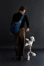 Noah & Paw Dog Sling Carrier for Small Dogs 5-18lb, Dog Sling for Small Dogs and Cats, Dog Carrier with Adjustable Padded Strap, Premium Denim, Lined with Fur, Double Safety Feature, Machine Washable