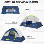 Camping Tent 2 Person, Waterproof Windproof Tent with Rainfly Easy Set up-Portable Dome Tents for Camping…