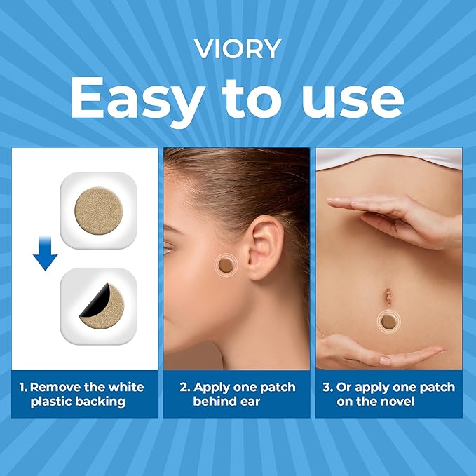 VIORY Motion Sickness Patches for Car and Boat Rides, Ships, Cruise and Airplane & Other Forms of Transport - Travel Essentials, for Adults and Kids (60 Count)