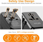 VYLEE 70W GaN International Travel Adapter, Universal Power Adapter with 3 USB-C (PD 70W) & 1 USB-A Ports, Worldwide Wall Charger for US to Europe, UK, Ireland, AU, Asia, Works in 200+ Countries