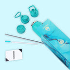 40 Oz Water Bottle with Straw Stainless Steel Sports Water Bottle with 3 Lids (Straw, Chug and Flip Lid) Insulated Leak Proof Metal Jug for Men & Women - Teal